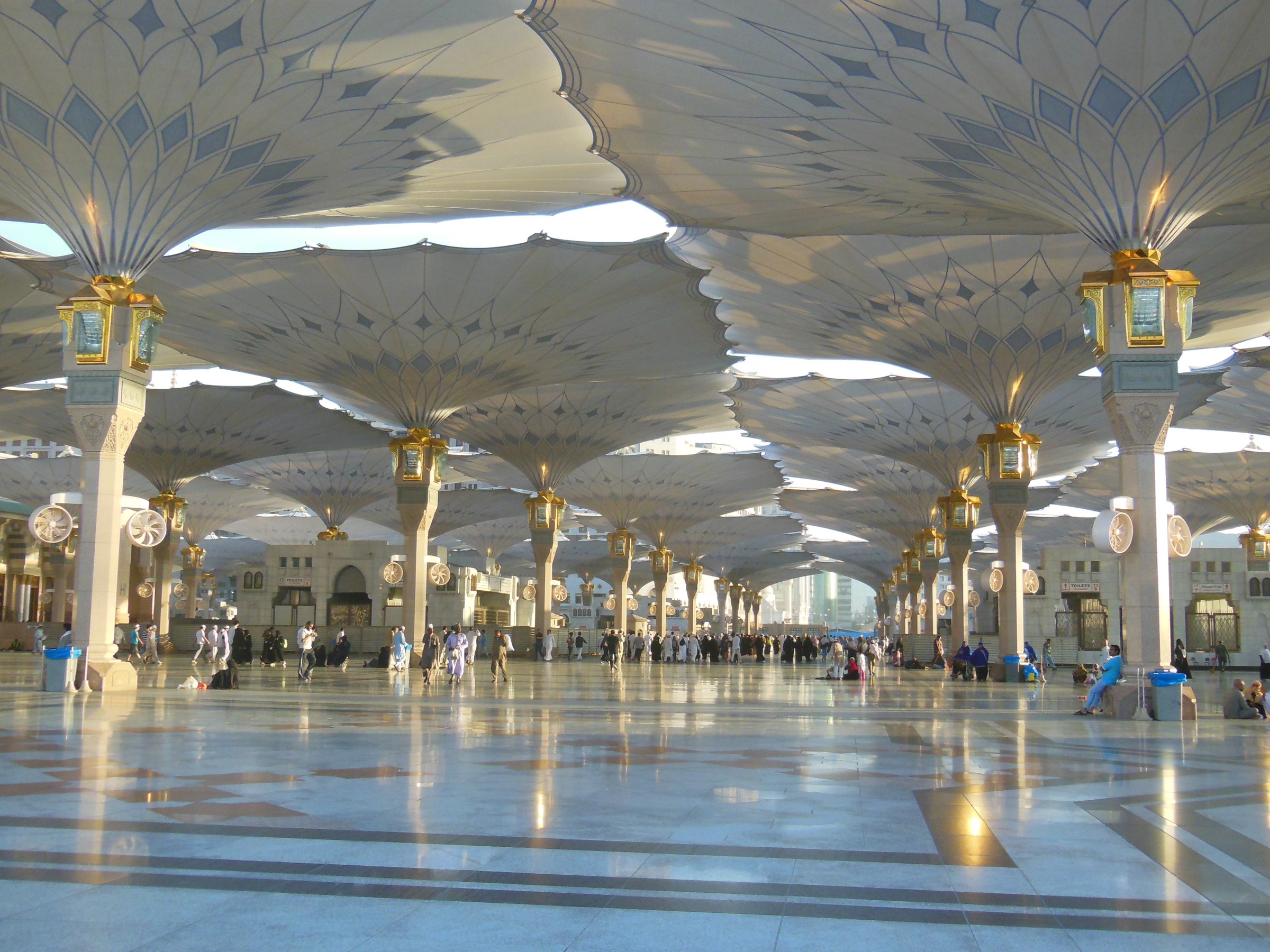 The courtyard umbrellas of Masjid an-Nabawi in Madinah